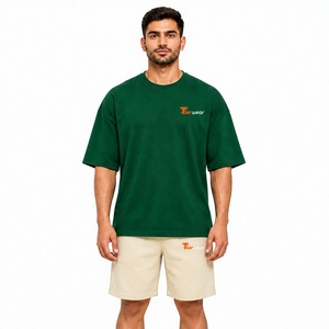 Vente en gros de fabrication de LOGO personnalisé ensemble de shorts grande taille pour hommes ensemble de shorts et chemises d'été vierges de fitness surdimensionnés pour hommes - Product Image 1