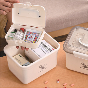 Medicine <b>Chest</b> Plastic <b>Storage</b> Box Set With Lid For Household First Aid Pill Organization Blue Gray PP Material - Product Image 3