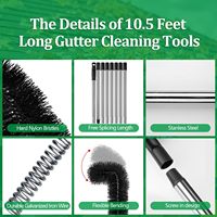 Nouveaux outils de nettoyage de gouttière du sol 10.5ft Long brosse de nettoyage de gouttière réglable pas d'échelle nécessaire outil de nettoyage de gouttière de pluie