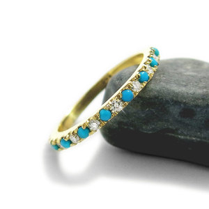 Placcato oro CZ Cubic Zirconia Tiny Diamond Marquise Cut delicato <span class=keywords><strong>anello</strong></span> <span class=keywords><strong>turchese</strong></span> sottile/<span class=keywords><strong>anello</strong></span> <span class=keywords><strong>turchese</strong></span> impilabile in <span class=keywords><strong>argento</strong></span> Sterling 925 - Product Image 4