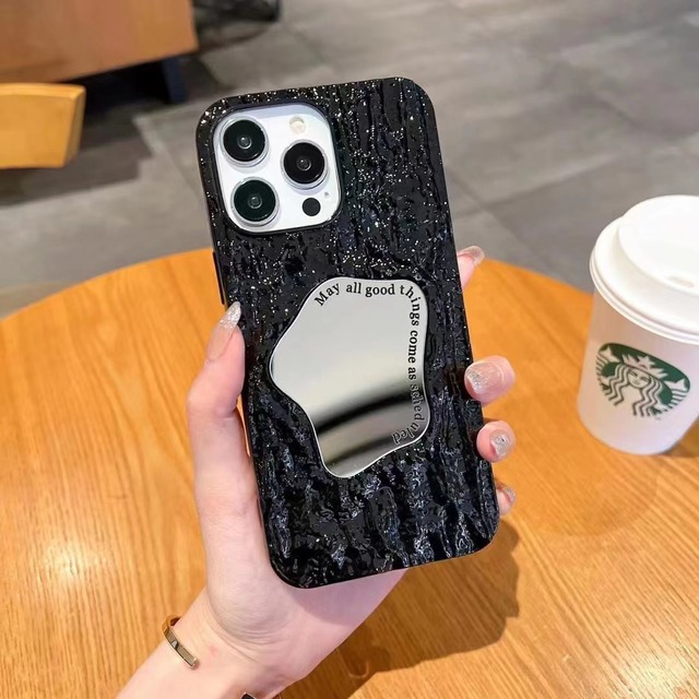 New Fashion Luxury Mirror Creative Case 3D Rock Pattern Shockproof Mobile Phone Case for iPhone 14 13 12 11 Pro Max Phone Case