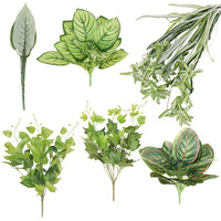 Haute qualité 9 feuilles plante artificielle petite décoration de jardin en plastique pour noël retour à l'école nouvel an chinois Offre Spéciale