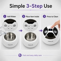 Limpiador Ultrasónico Doméstico para Joyas, Dentaduras Postizas y Retenedores Dentales, 45kHz, Limpieza Profunda Automática, Temporizador Digital, Limpiador Ultrasónico