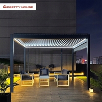 Pergola bioclimatique motorisée à lames orientables en alliage d'aluminium thermolaqué, 100 % étanche, avec garantie de 15 ans