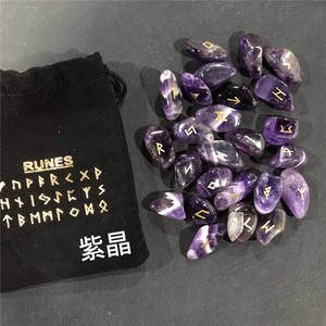 Set de Runas de amatista mezcladas naturales, piedra adivinadora de meditación - Product Image 5