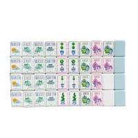 En stock : Ensemble de Mahjong en acrylique à motif de dessin animé, 160 pièces avec tuiles Joker, pour le jeu de Mahjong américain, coffret cadeau, design gravé durable
