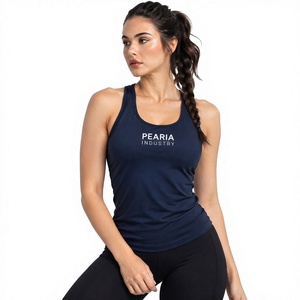 Pearia Industry Women's <b>Navy</b> Blue Scoop Neck Tank <b>Top</b> 100% Cotton Solid Casual Breathable Knitted Eco-Friendly Quick Dry - Product Image 1