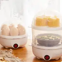 Cuiseur à vapeur électrique multifonction à Double couche, Mini cuiseur à œufs automatique pour le petit déjeuner à la maison