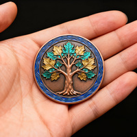 Pièces de monnaie de collection de haute qualité, imprimées, en émail 3D, sur le thème de la botanique et de la chance, personnalisées, en métal, pièce de défi Sycamore Tree, vente en gros