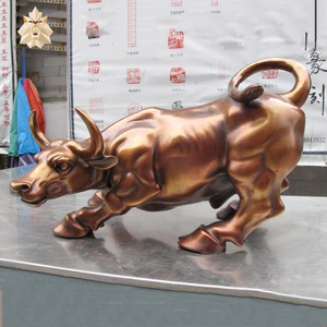 Bán Buôn Giá Rẻ Hơn Trang Trí Ngoài Trời Kích Thước Cuộc Sống Sợi Thủy Tinh Tường Đường Phố Bull Bức Tượng Màu Sắc Khác Nhau Động Vật Điêu Khắc - Product Image 3