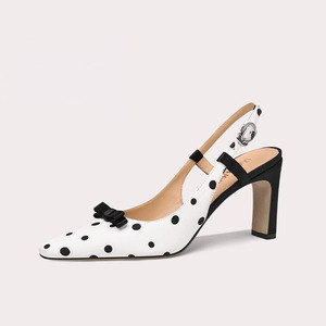 Ingrosso <span class=keywords><strong>scarpe</strong></span> romantiche con motivo a pois sandali femminili con tacco grosso sandali con punta quadrata <span class=keywords><strong>eleganti</strong></span> alla moda a punta da <span class=keywords><strong>donna</strong></span> - Product Image 1