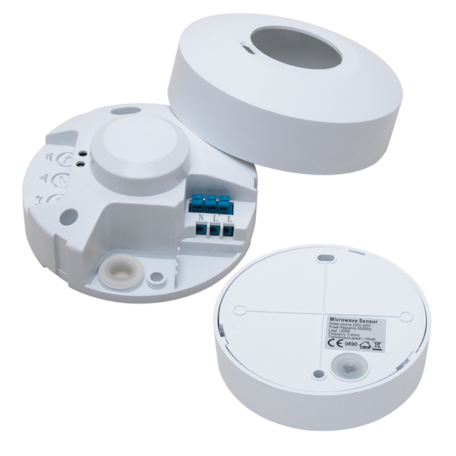 AC220V 240V 5.8GHz Surface Mount 360 Degree Microwave Radar Motion Sensor Adjustable HF Detector for Stairways Basements