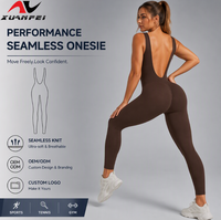 Combinaison de sport pour femme, une pièce, sans couture, côtelée, effet ventre plat, rembourrée, style catsuit, unitard, sculptante, pour yoga, coupe capri