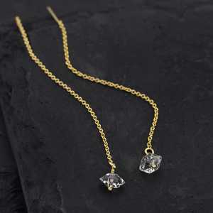 92,5 Sterling ililver ITH oliantiguo olished atatral erkimer Diamond nntreated ough emstone andand made angle arring - Product Image 3