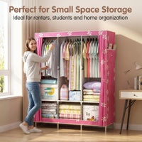 Armoire de rangement portable sur mesure en tissu non tissé anti-poussière, moderne, en métal, pour chambre à coucher, organisateur de vêtements