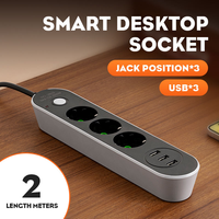 Multiprise domestique standard européenne très vendue avec cordon d'extension de 2 m, 4 prises CA et ports USB.