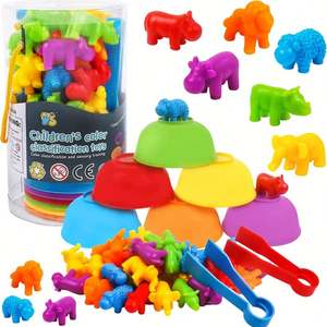 Juego de Contar Animales USSE, Juego de Emparejar para Niños, Tazones de Clasificación, Actividades Educativas Preescolares, Plástico, 2-4 Años - Product Image 1