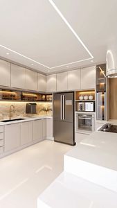 モダンパントリーリビングルームオークベニヤウッドシンクランドリー塗装キッチンアイランド家具食器棚キャビネットユニットデザイン - Product Image 4