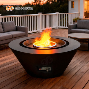 Gnee Garden Outdoor Corten Steel <b>Fire</b> <b>Pit</b> Modern Black Powder Coated Freestanding Eco-Friendly <b>Fire</b> Bowl Patio Heating - Product Image 5