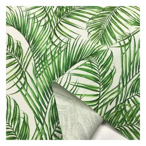 The factory outlet tropical green leaf design digital customize printing very heavyweight 100%cotton canvas tote bag fabric