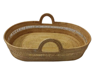 OEM Panier à langer Moses en osier tressé avec tapis de maternité en corde de coton et rotin, avec poignée, et arche d'activités