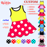 Robe à ourlet festonné pour enfant, robe de sport en nylon sans manches, robe patineuse personnalisée à pois pour enfants, robe de yoga d'été pour filles