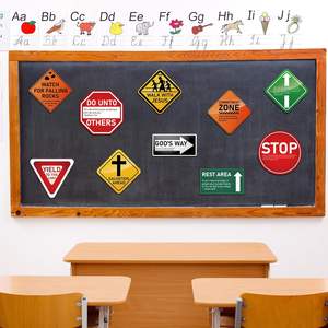 Christian Road Signs Wall Decal Traffic Street Signs Stickers Stop Street Transportation Calcomanías de vinilo para pared para dormitorio Aula - Product Image 3