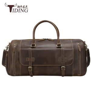 Sac de voyage en cuir véritable Tiding, grande capacité 20-35L, sac de sport, sac de loisirs pour homme - Product Image 3