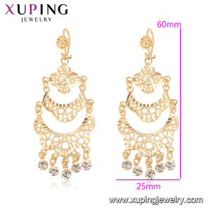 Orecchini pendenti <span class=keywords><strong>Xuping</strong></span> 99526 placcati oro 24k, orecchini grandi Chandbali in rame con zirconi, gioielli alla moda per feste - Product Image 3