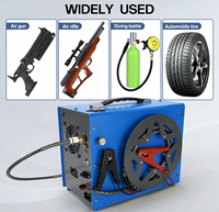 Kompresor Udara PCP Portabel 12V 4500Psi 300Bar 30mpa Pompa Tekanan Tinggi dengan Adaptor Daya & Kipas Terintegrasi, Auto-stop untuk Menyelam