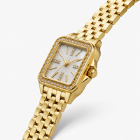 Montre OEM personnalisée avec logo, pour femme, style vintage, mouvement à quartz, résistante aux éclaboussures, boîtier rectangulaire en alliage, fermoir bijou, cadran en verre/PP avec pierres, cadeau