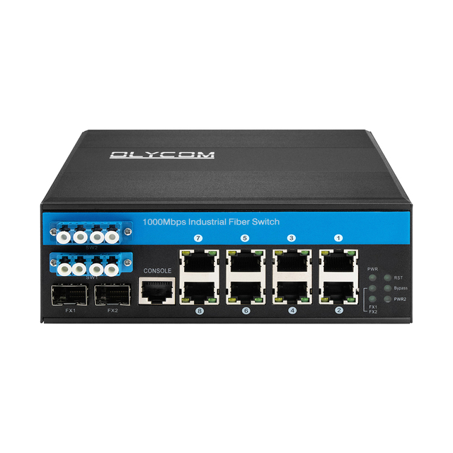 10 Port 1G/2.5G SFP Uplink Full Gigabit L2 L3 Managed Industrial Fiber Bypass Switch