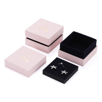 Boîte à bijoux rose écologique YZ Wholesale avec couvercle et base, doublure en éponge et impression bronzée pour l'emballage de bagues et de boucles d'oreilles