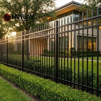 Clôture décorative en fer forgé pour propriété, panneaux de clôture en fer décoratifs avec portail, revêtement en poudre personnalisé