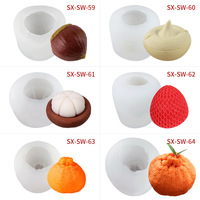 Moule en silicone jetable Sanxin AC pour bougies d'aromathérapie aux formes Orange, Fraise, Mangoustan et Odeur de Rose, outils de pâtisserie DIY