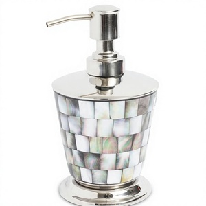 Metal Soap Dispenser Handwash Bottle For <b>Bathroom</b> <b>Sets</b> <b>Accessories</b> Latest Mother Of Pearl Design Lotion Dispenser Durable Look - Product Image 1