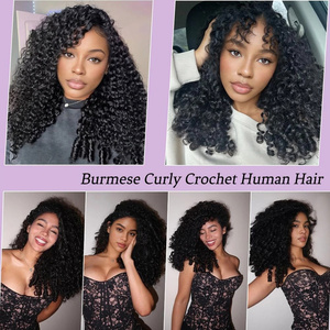 Extensions de cheveux humains bouclés birmans pour femmes noires, pré-séparées, avec nœuds invisibles, noir naturel - Product Image 6