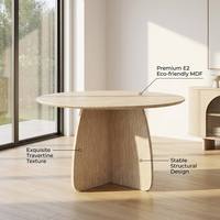 Table à manger ronde en bois JJZ-010, moderne, 1200 mm, 4 places, style travertin, table en MDF pour usage hôtelier, marché européen et moyen-oriental