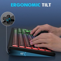 Clavier et souris sans fil rétroéclairés JOMAA, rechargeables, lettres RVB, clavier ergonomique pleine taille, angle d'inclinaison, souris