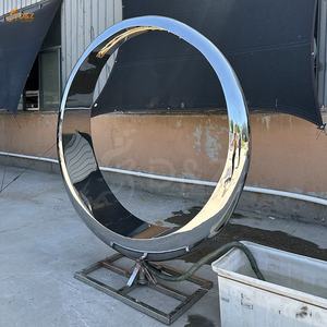 Custom Morden giardino esterno in metallo arte astratta decorare acqua <span class=keywords><strong>fontana</strong></span> cerchio anello in acciaio inox <span class=keywords><strong>fontana</strong></span> scultura - Product Image 3