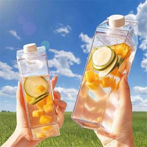 Leakproof Square Milk Carton 500ml Colorful Clear <b>Plastic</b> Direct <b>Drinking</b> Push-Pull Lid with <b>Straw</b> Party Unisex Water Bottle - Product Image 6