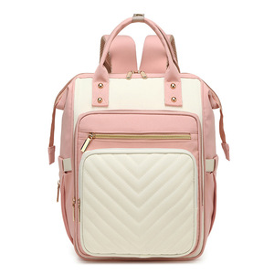 Sac à dos à langer portable SH Fashion Lady en polyester avec grande capacité, poches isothermes imperméables et fermeture éclair pour les soins de bébé - Product Image 2