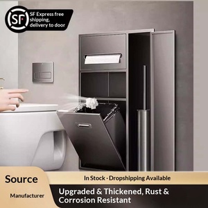 Niche de toilette encastrée moderne et minimaliste en acier inoxydable avec boîte à mouchoirs intégrée - Product Image 3