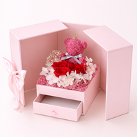 Boîte cadeau à fleurs à double porte avec tiroir à bijoux pour la fête des mères et les cadeaux de mariage