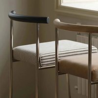 Tabouret Haut Nordique Rétro Minimaliste en Acier Inoxydable, Chaise de Bar Moderne Simple Luxe Léger avec Accoudoirs Rembourrés pour Extérieur et Salon