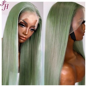 FH Wholesale 13x4 Long Straight Green <b>Wig</b> 20 Inch Raw Brazilian <b>Human</b> <b>Hair</b> <b>Lace</b> Frontal <b>Wigs</b> Vendor - Product Image 1