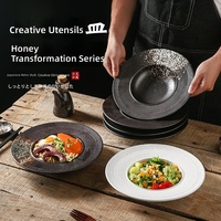 Assiette à pâtes profonde XUANHUI en céramique, style pastoral, luxe léger, vintage, compatible micro-ondes, assiette japonaise-occidentale