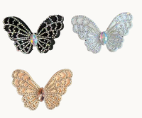 Accessoires de décoration de chaussures pour femmes, strass, papillons 3D multicolores, appliques florales