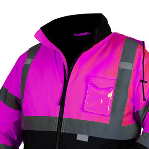 Hi Vis Safety <b>Jacket</b> with Hood Reflective Strips for Roadside Construction <b>Workers</b> - Product Image 6