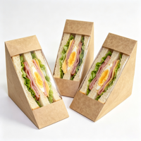 Boîte alimentaire en papier kraft avec impression de logo personnalisé, conteneur jetable de qualité alimentaire pour sandwichs et boulettes de riz